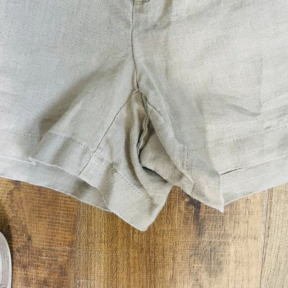 Cynthia Rowley Linen Shorts Size 4 | Tan Button-Front High Waist Summer Short - Picture 4 of 9
